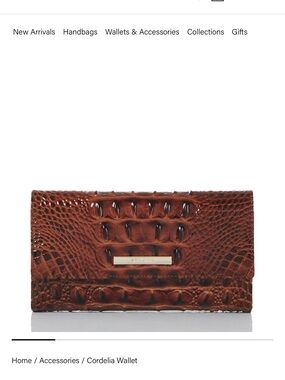 Brahmin Brown Leather Wallet with Croc-Embossed Design